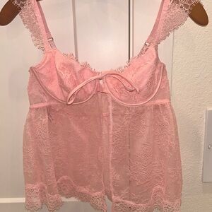 Lace Pink Babydoll Top